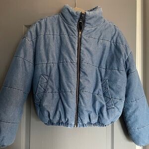 Blue Puffer Jacket with lining, and pockets